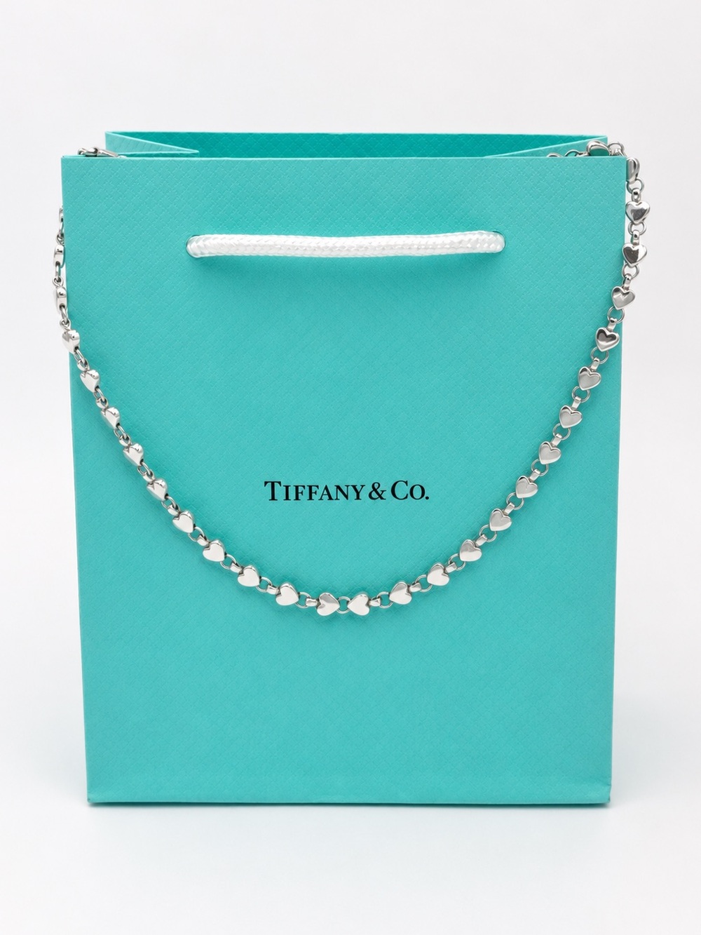 Tiffany & Co. Puff Multi Heart Link Chain Necklace Sterling Silver 925 Gift Box - Picture 4 of 9